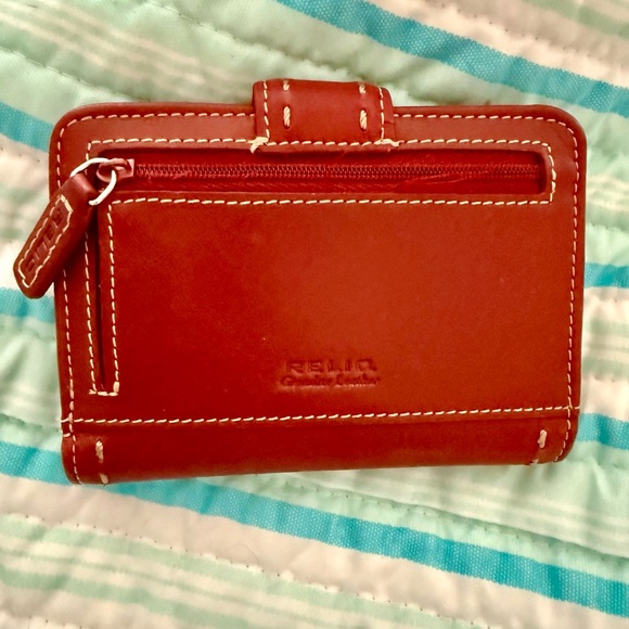 Relic Red Leather Wallet with White Stitching - Picture 2 of 7